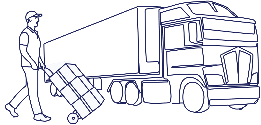 Employee moving boxes to a National Van Lines moving truck